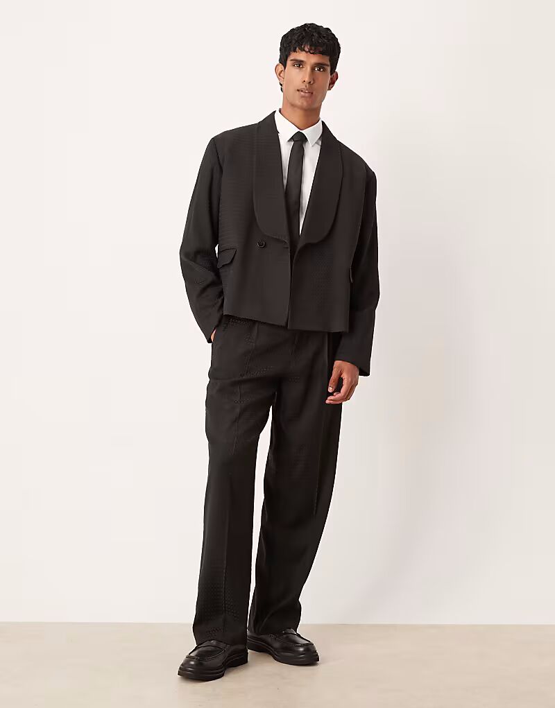 

Широкие брюки из черного жаккарда Asos Design