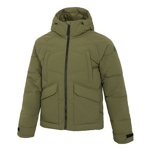 

Пуховик adidas Big Baffle Jkt Casual Sports Adjustable hooded down Jacket Green, зеленый