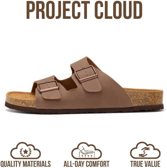 Мужские сандалии Project Cloud из 100 натуральной кожи с амортизирующей стелькой из натуральной пробки, сандалии с двумя ремешками и пряжками, летние нескользящие (Heritage), коричневый — фото 3