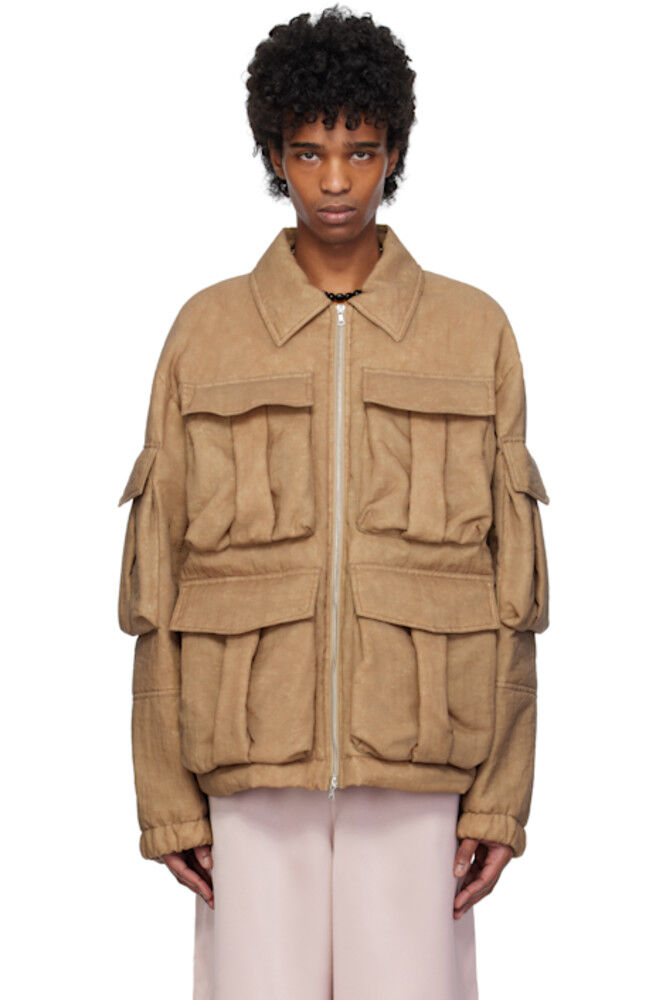 

Коричневая куртка из тафты Dries Van Noten