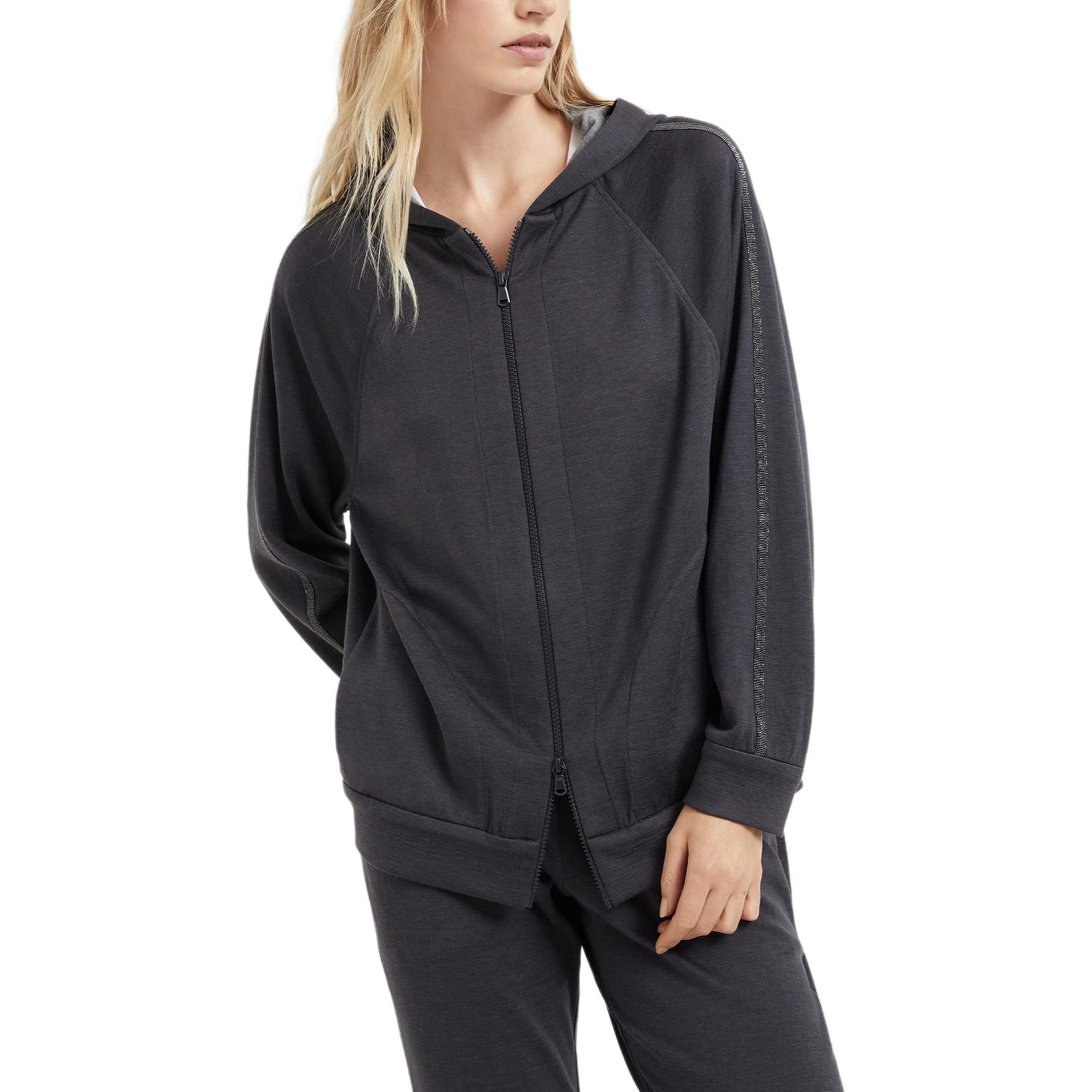 

Brunello Cucinelli Отделанный худи с молнией, Medium Gray
