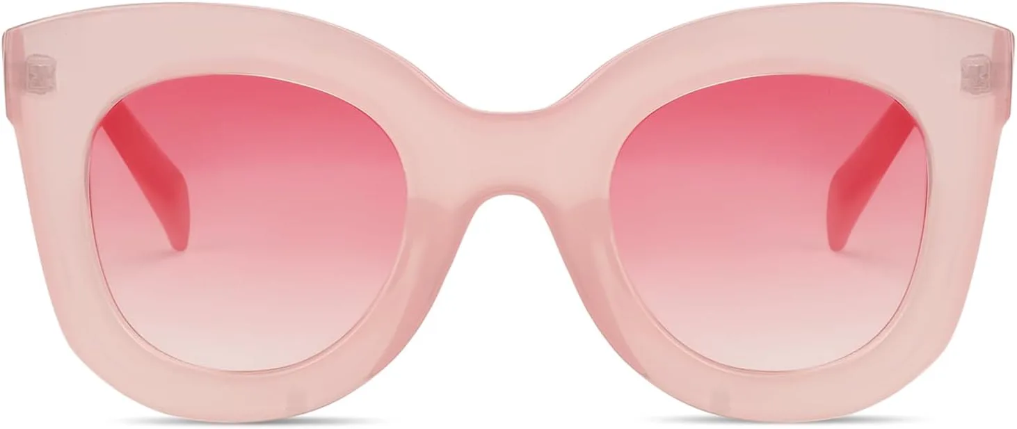 

Модные солнцезащитные очки-бабочки с толстыми линзами и веснушками для женщин, стильные круглые солнцезащитные очки «кошачий глаз» Freckles Mark, Milky Rose Pink