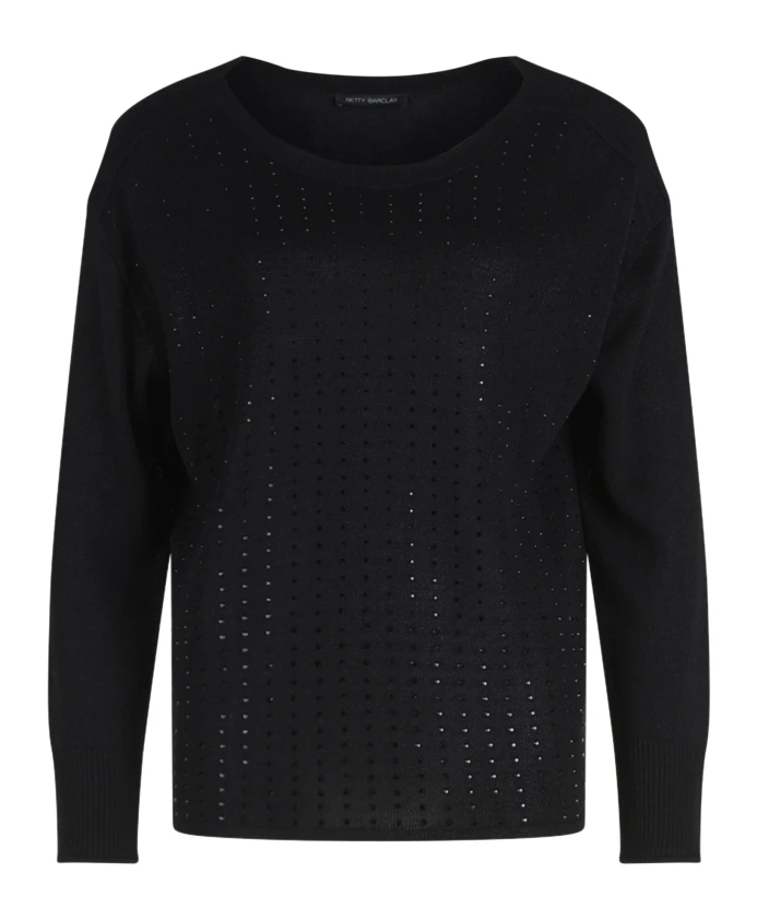 

Элегантный свитер тонкой вязки со стразами. Betty Barclay, черный