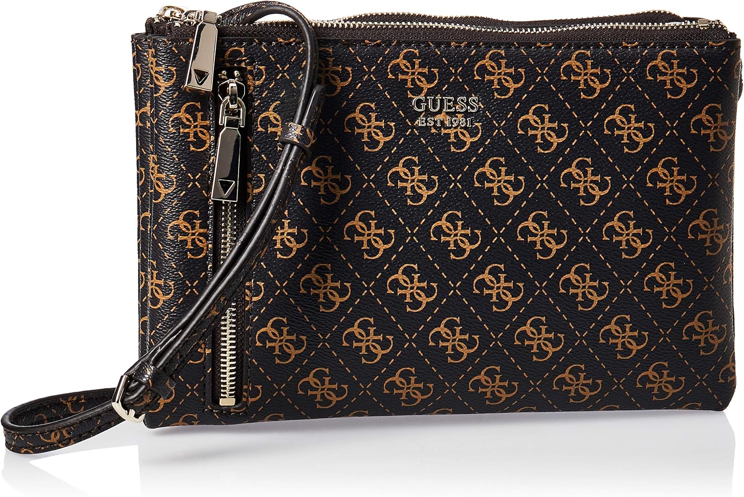 

Сумка-кроссбоди GUESS Naya с двойной молнией, Brown