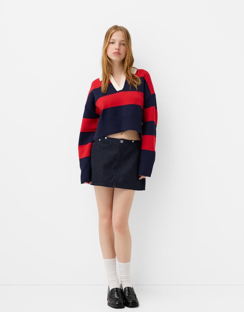

Джинсовая мини-юбка Bershka, синий