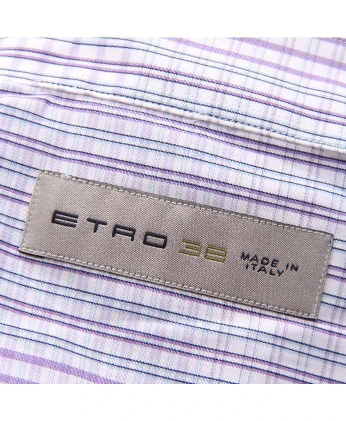 Приталенная хлопковая рубашка Etro, фиолетовый — фото 4