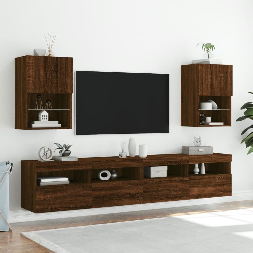 

Тумбы под телевизор со светодиодной подсветкой 2 шт. под коричневый дуб. DKD HOME DECOR