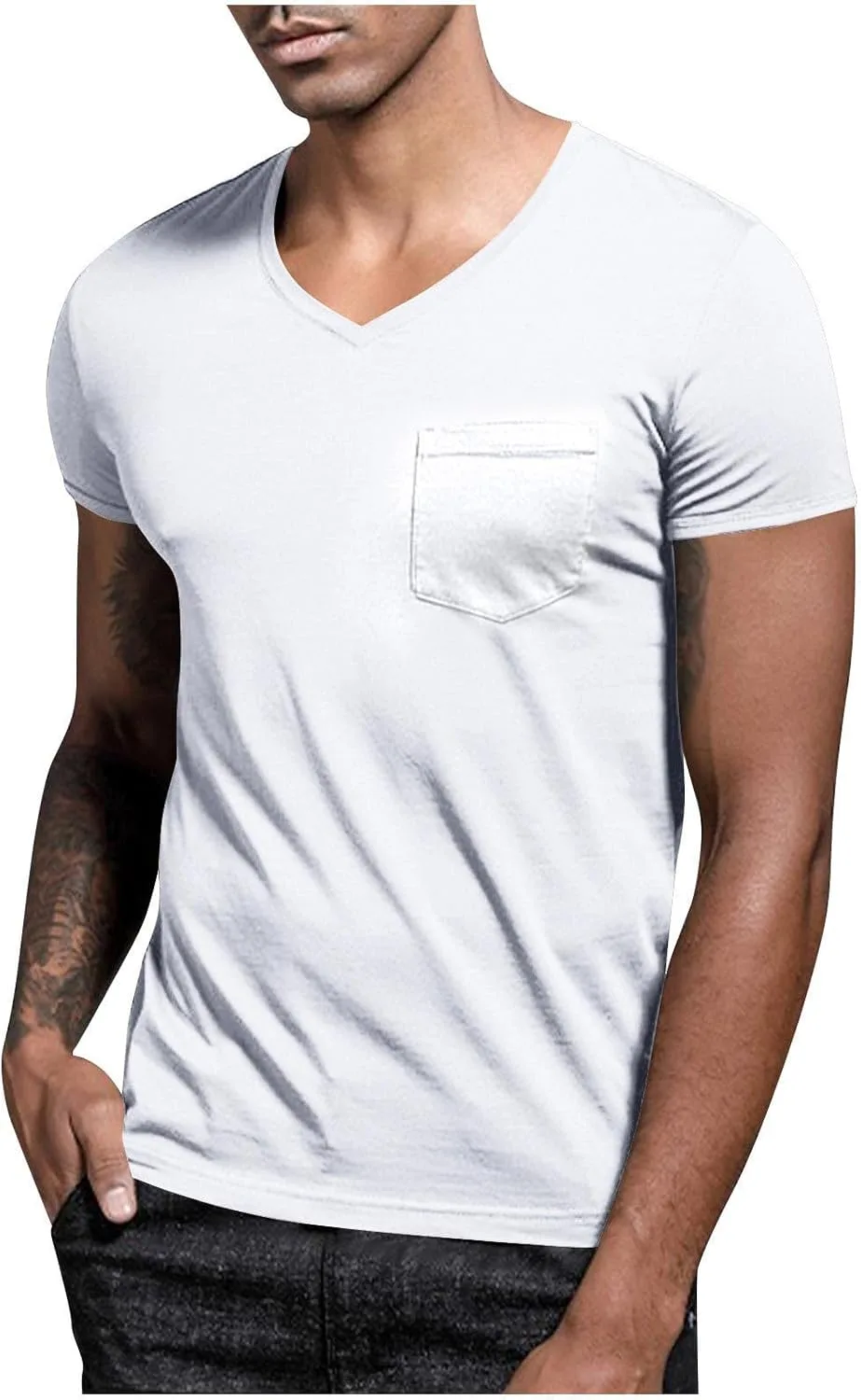 

Мужская футболка с V-образным вырезом, короткий рукав, Casual, Stretchy, Lightweight