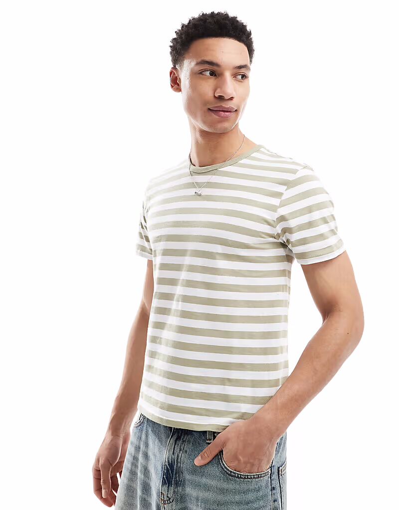 

Футболка Cotton On contrast Ringer в зеленую полоску Cotton:On