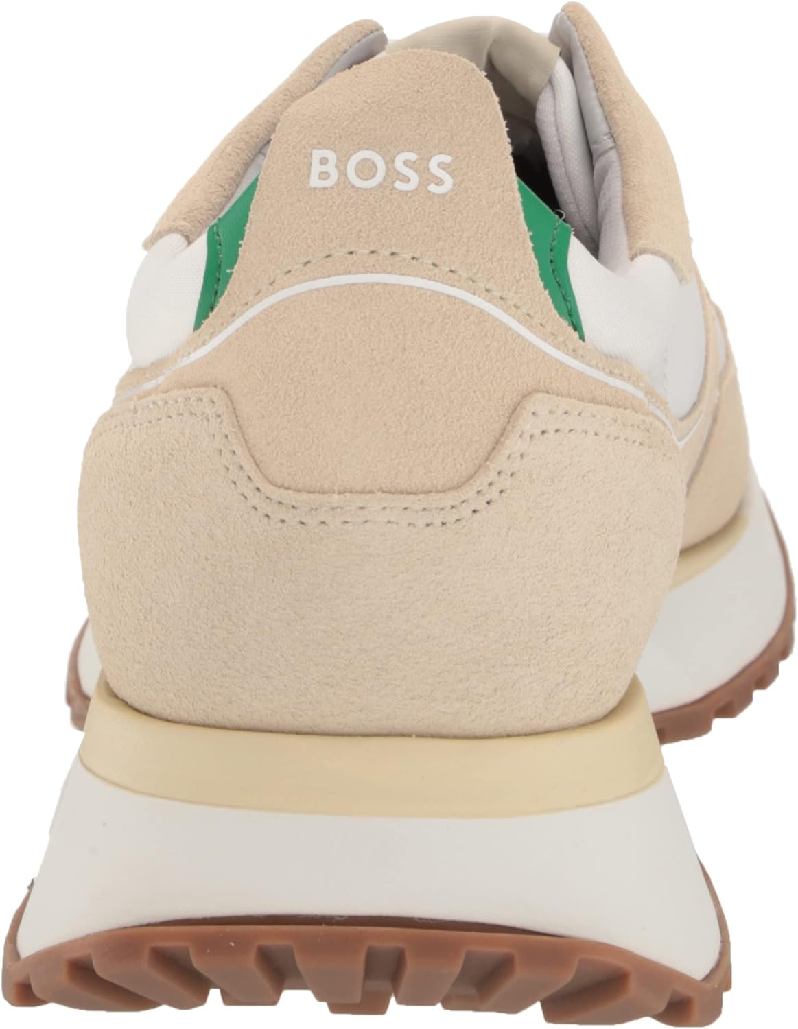 BOSS мужские кроссовки в стиле беговых, нейлон с отделкой из замши, Sand Dune/Salt White/Royal Green — фото 3