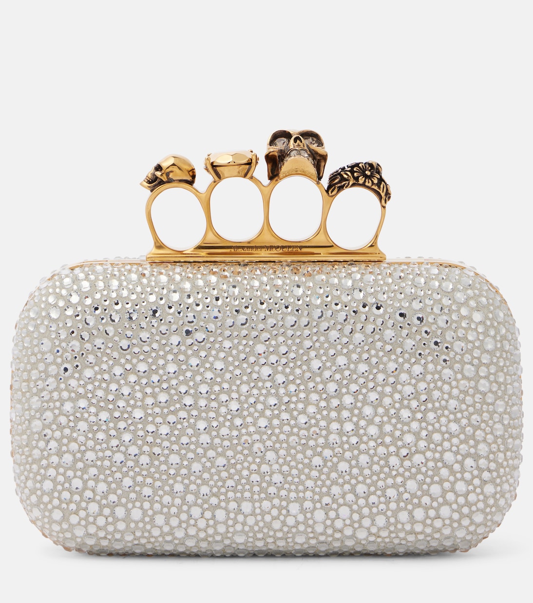 

Клатч с черепом и кастетом украшенный McQueen, Silver/Silver