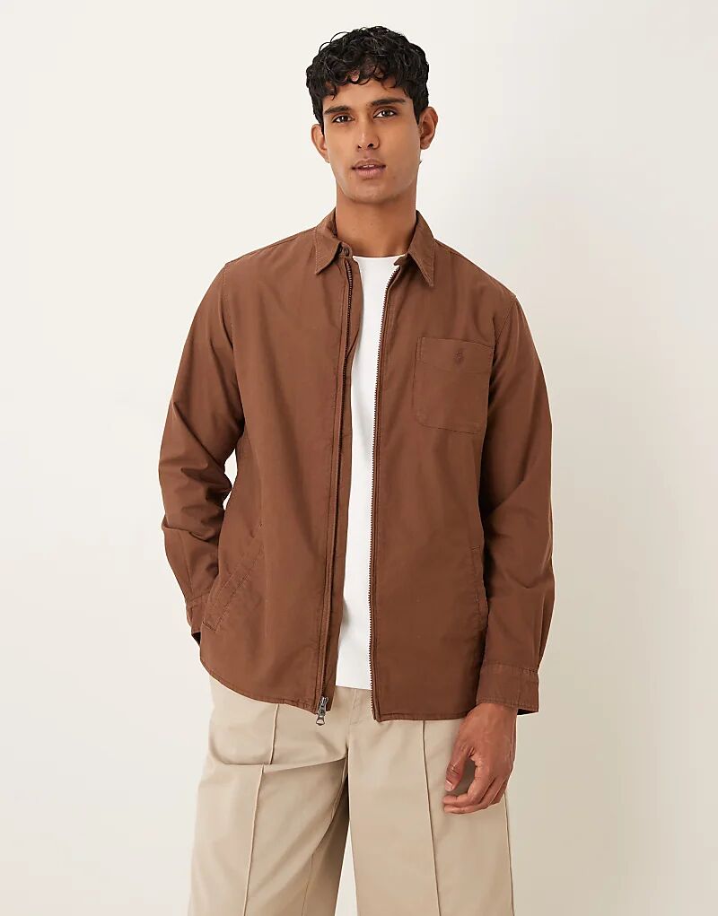 

Рубашка-оксфорд с логотипом Polo Ralph Lauren, окрашенная в коричневый цвет, с застежкой-молнией спереди