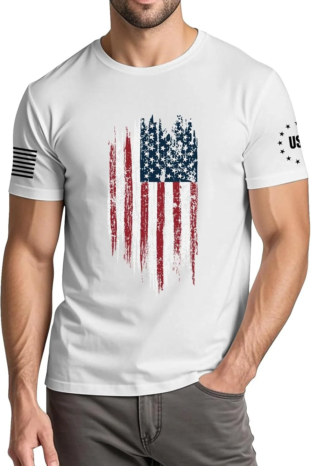 

Футболка RTRDE Men's America 250 с коротким рукавом и принтом, M-3XL