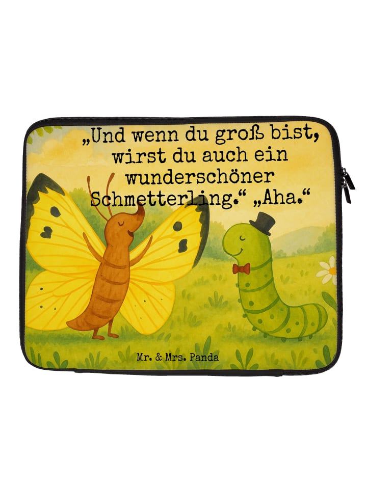 

Mr. & Mrs. Panda Сумка для ноутбука с рисунком гусеницы и бабочки, белого цвета.