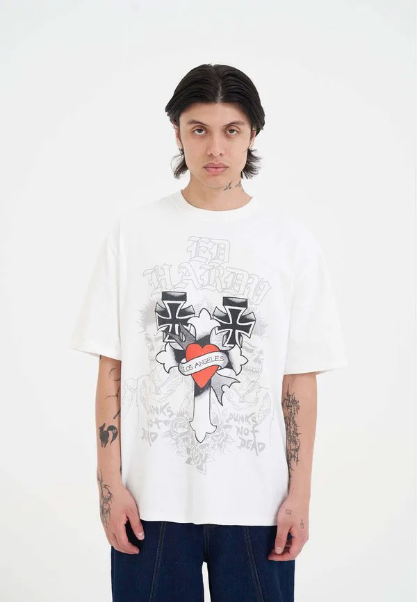 

Футболка с квадратным принтом "панки не умерли в лос-анджелесе" Ed Hardy, White