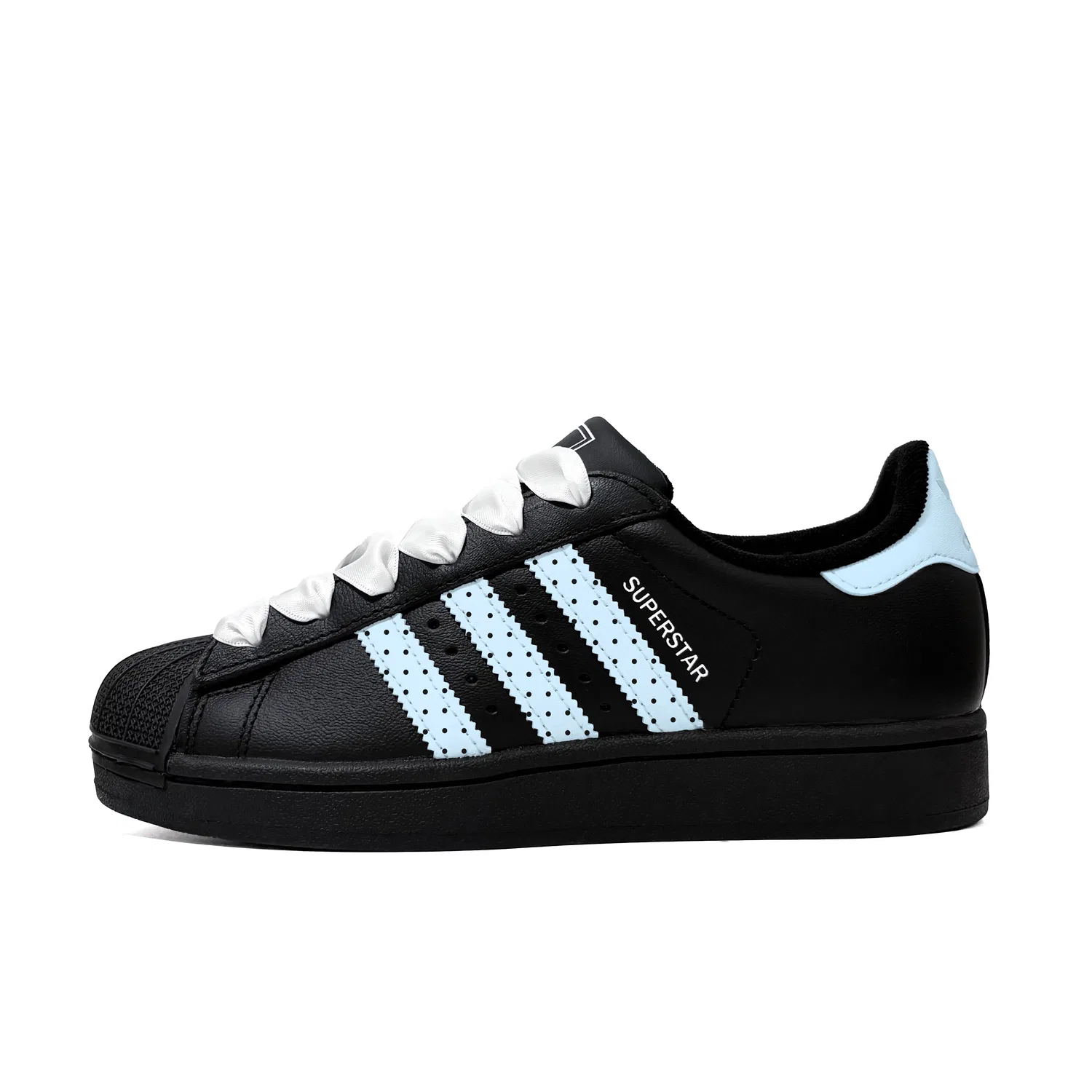 Кроссовки Superstar 2 Ice Blue Small Polka Dot Leather Low top детские скейтбординговые Black Teenagers Adidas Originals