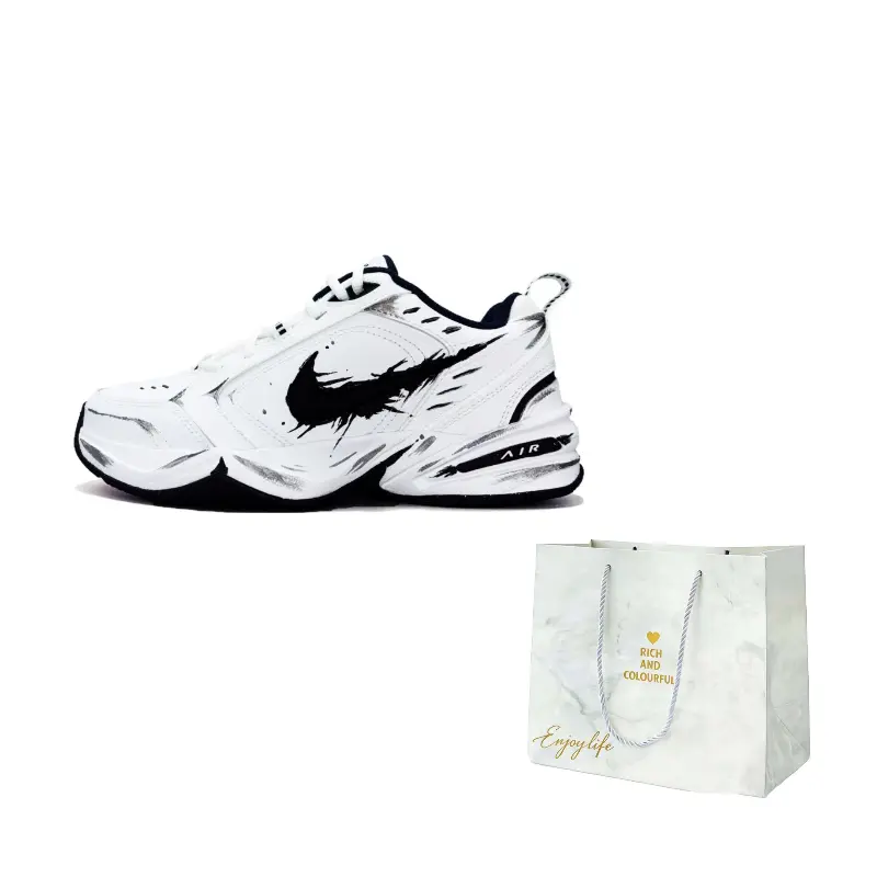 

Nike Кроссовки Air Monarch 4 Black Mamba Leather Abrasion Resistant Low top Chunky Unisex черно-белые