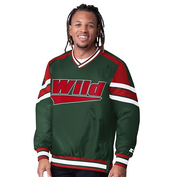 

Мужская зеленая куртка-пуловер с v-образным вырезом minnesota wild reliver i Starter