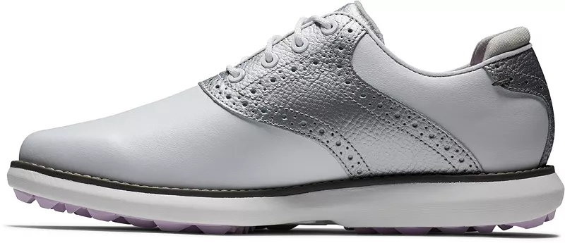 Женские кроссовки для гольфа FootJoy Traditions без шипов, белый/фиолетовый — фото 3