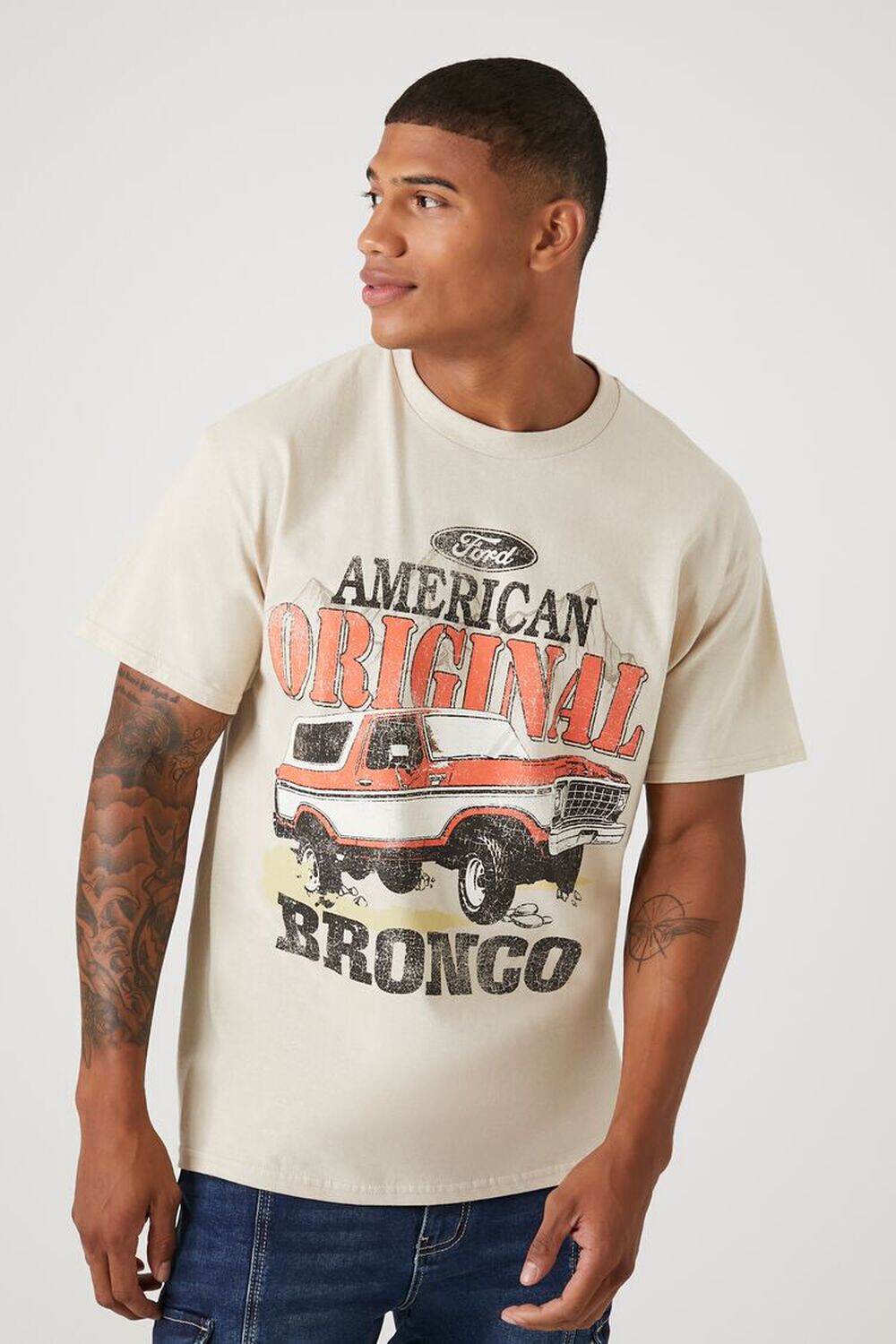 

Футболка с графическим рисунком Ford Bronco Forever 21, серо-коричневый