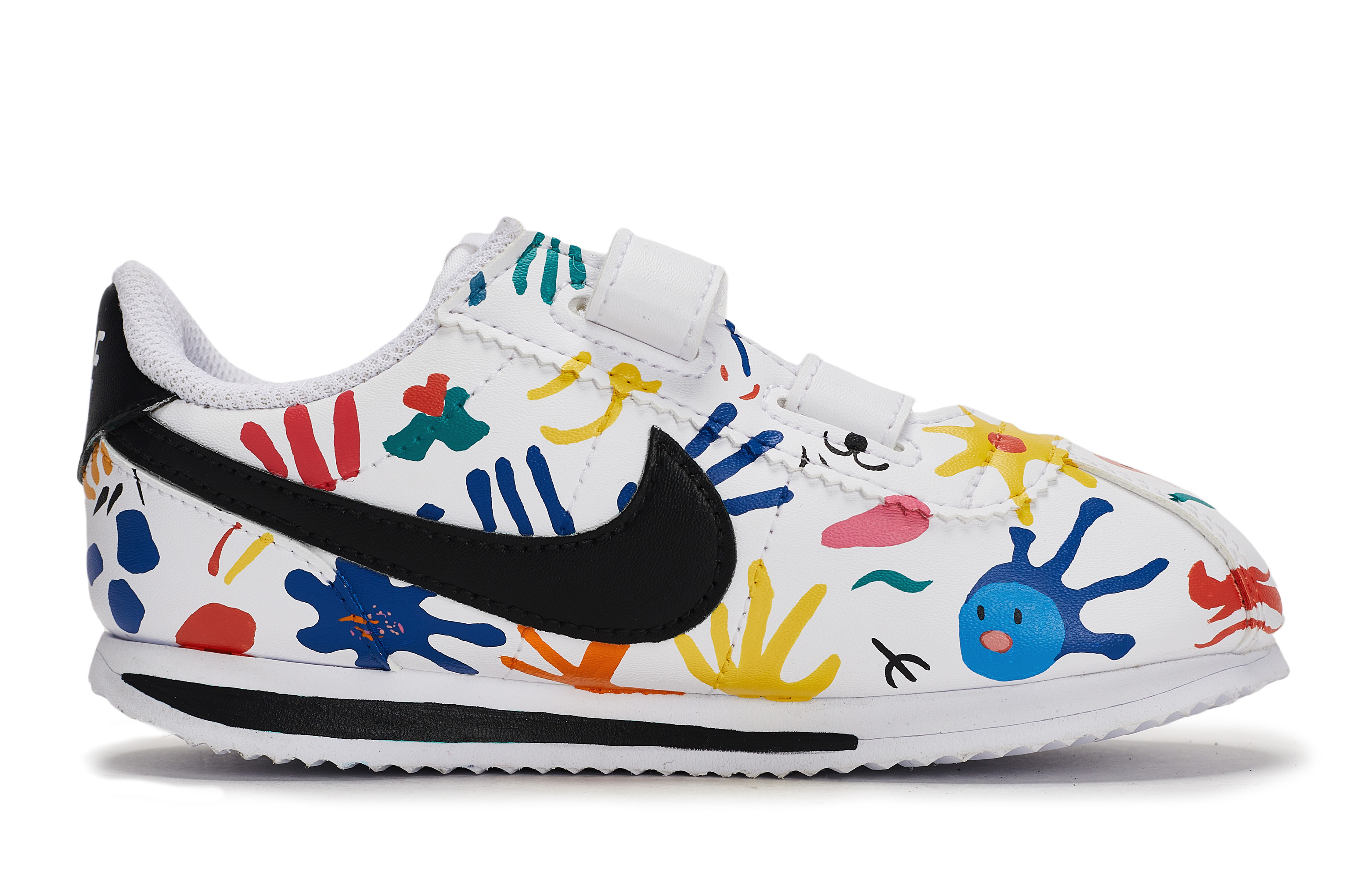 Кроссовки Cortez Basic SL противоскользящие износостойкие низкие для малышей Nike, черный/белый/синий/зеленый/желтый — фото 2