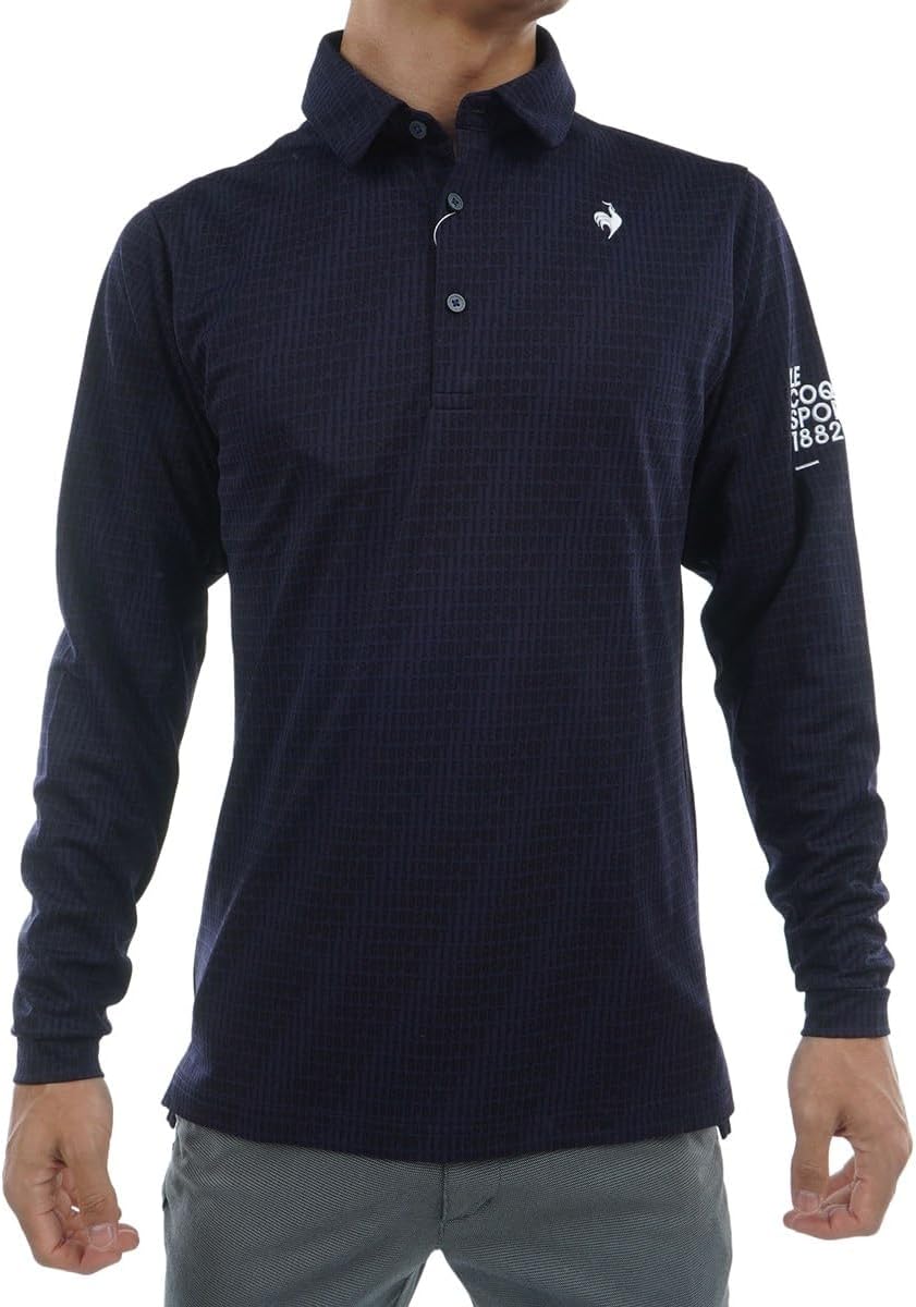 

Мужская рубашка поло Coq Sportif LG5FLS04M с длинным рукавом, воротником, в полоску, влагоотводящая, быстросохнущая, эластичная, для гольфа Le Coq Sportif, темно-синий