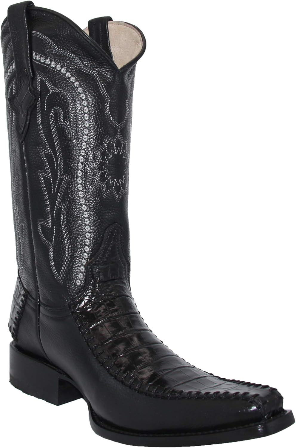 

Мужские ковбойские сапоги Western из натуральной кожи коровы с люксовым принтом крокодила и аллигатора The Western Shops, черный