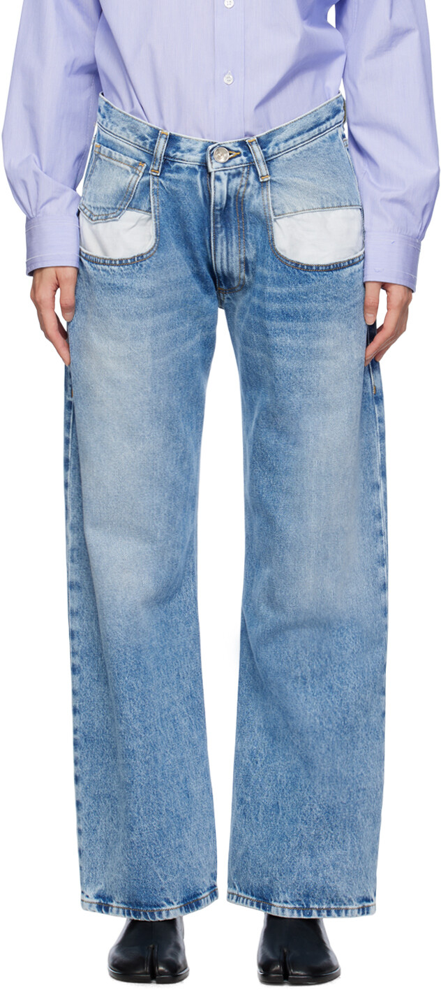

Синие прямые джинсы Maison Margiela, цвет Blue