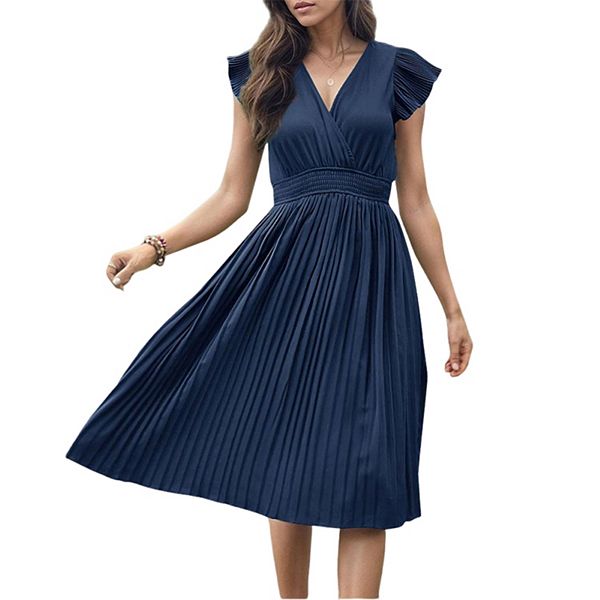 

Женское платье макси с v-образным вырезом и расклешенными рукавами Seoria, Navy Blue