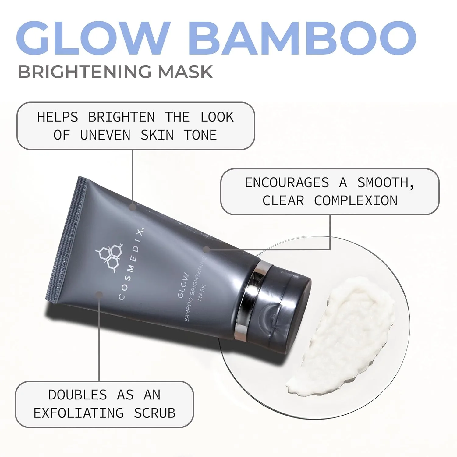 Маска для лица Cosmedix — Glow Bamboo Brightening Facial Mask - ночной для уставшей, тусклой и неровной кожи с, 76.9 мл — фото 2