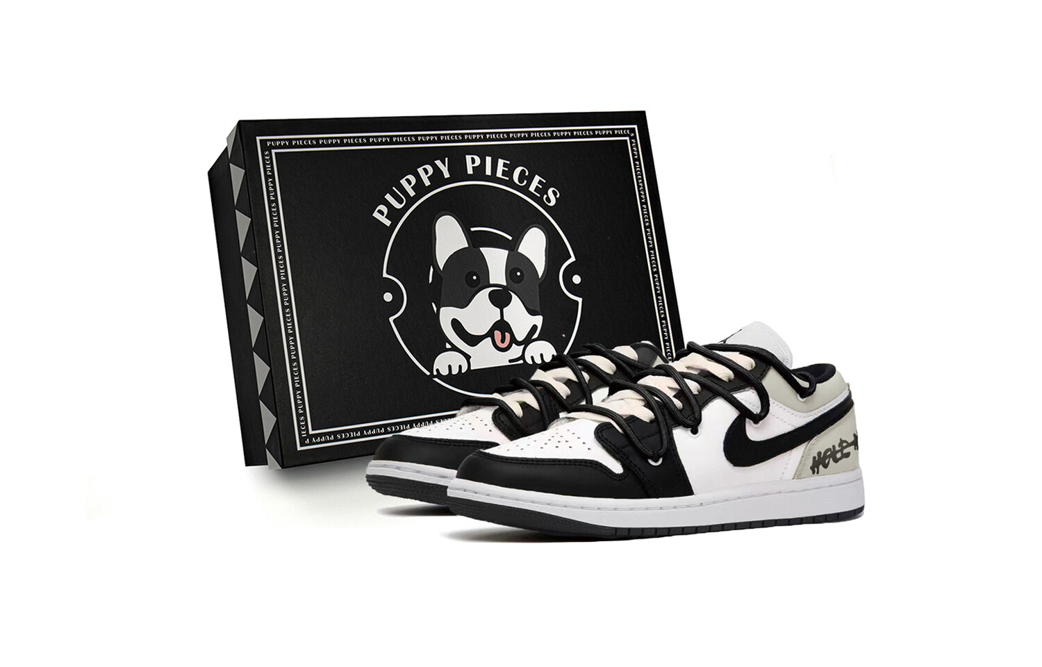 

Кроссовки Air Jordan 1 Vintage Basketball Shoes Women's Low-top Black/White/Gray, черный/белый