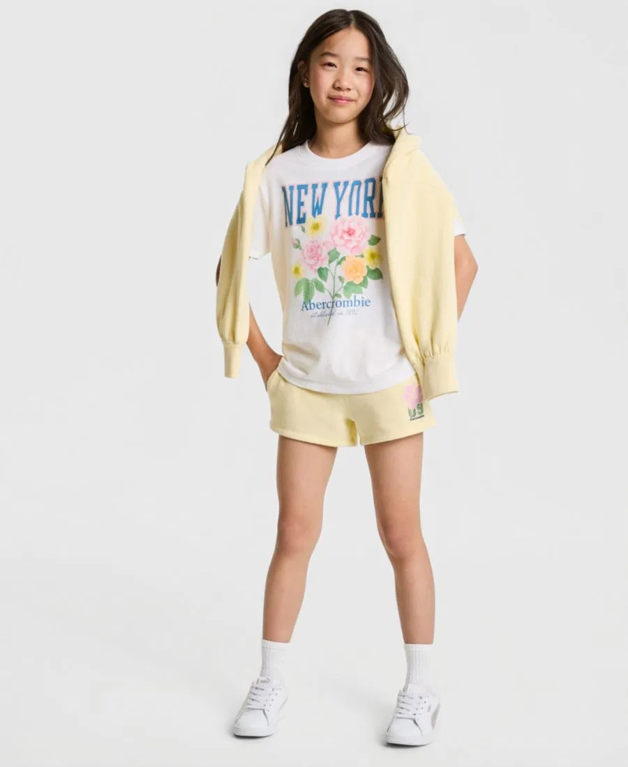 Шорты для девочек с эластичным поясом Abercrombie Kids, желтый — фото 3