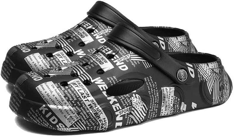 

Мужские садовые сабо с принтом, слайдоны, водонепроницаемые пляжные и бассейные сандалии, тапочки с амортизирующей стелькой Odipon, черный