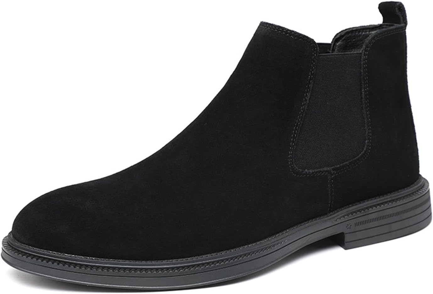 

Мужские замшевые ботинки NEJKG Chelsea с низким каблуком, комфортные, теплые, с противоскользящей подошвой, без шнурков, с меховой подкладкой, повседневные, для осени и зимы, рабочие, черный