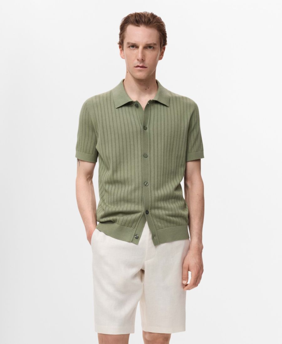 

Мужские льняные шорты-бермуды приталенного кроя MANGO, Off White