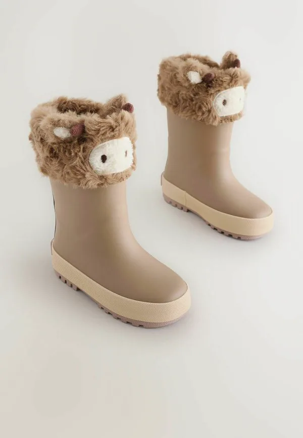 Резиновые сапоги с манжетой стандартного кроя Next, Brown Hamish Cow — фото 2