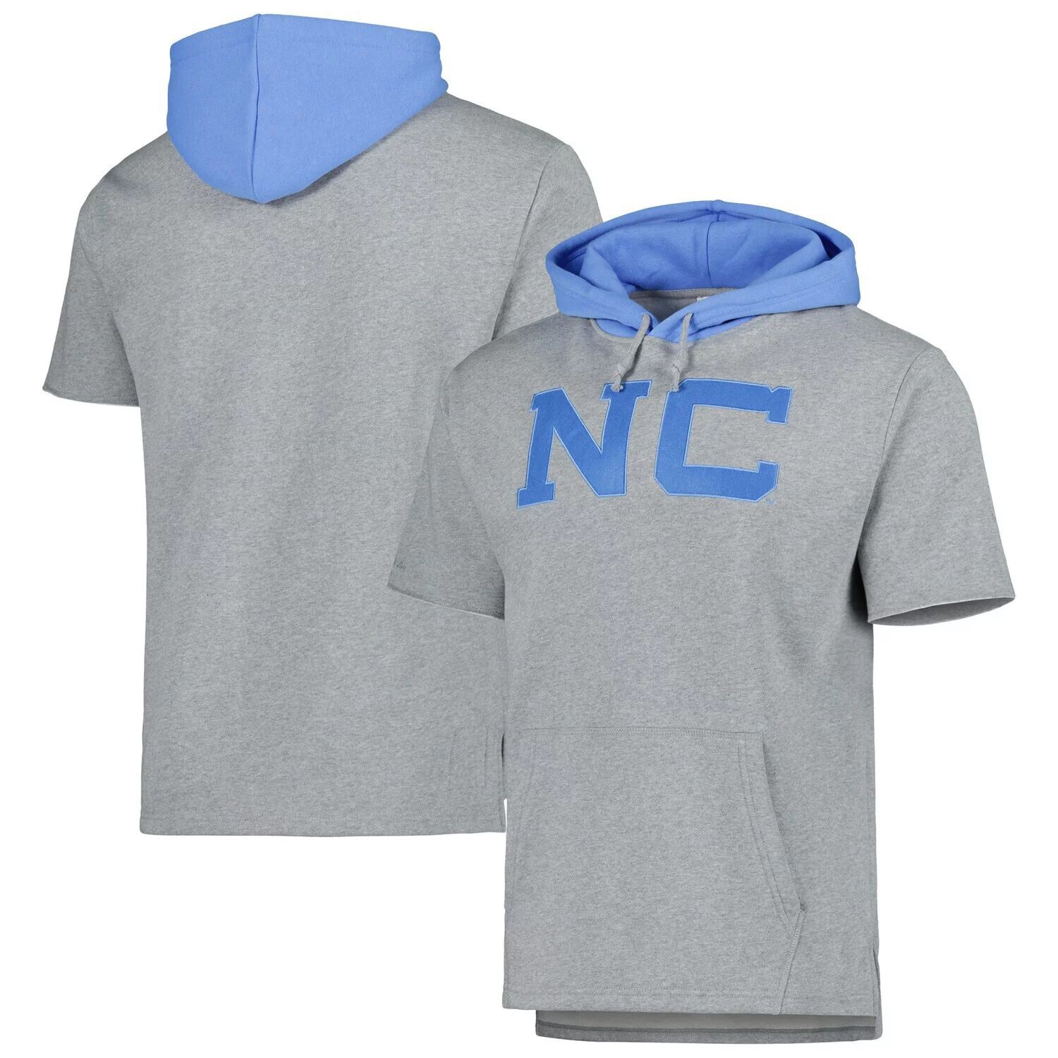

Мужской пуловер с капюшоном и короткими рукавами Mitchell & Ness Heather Grey North Carolina Tar Heels Postgame