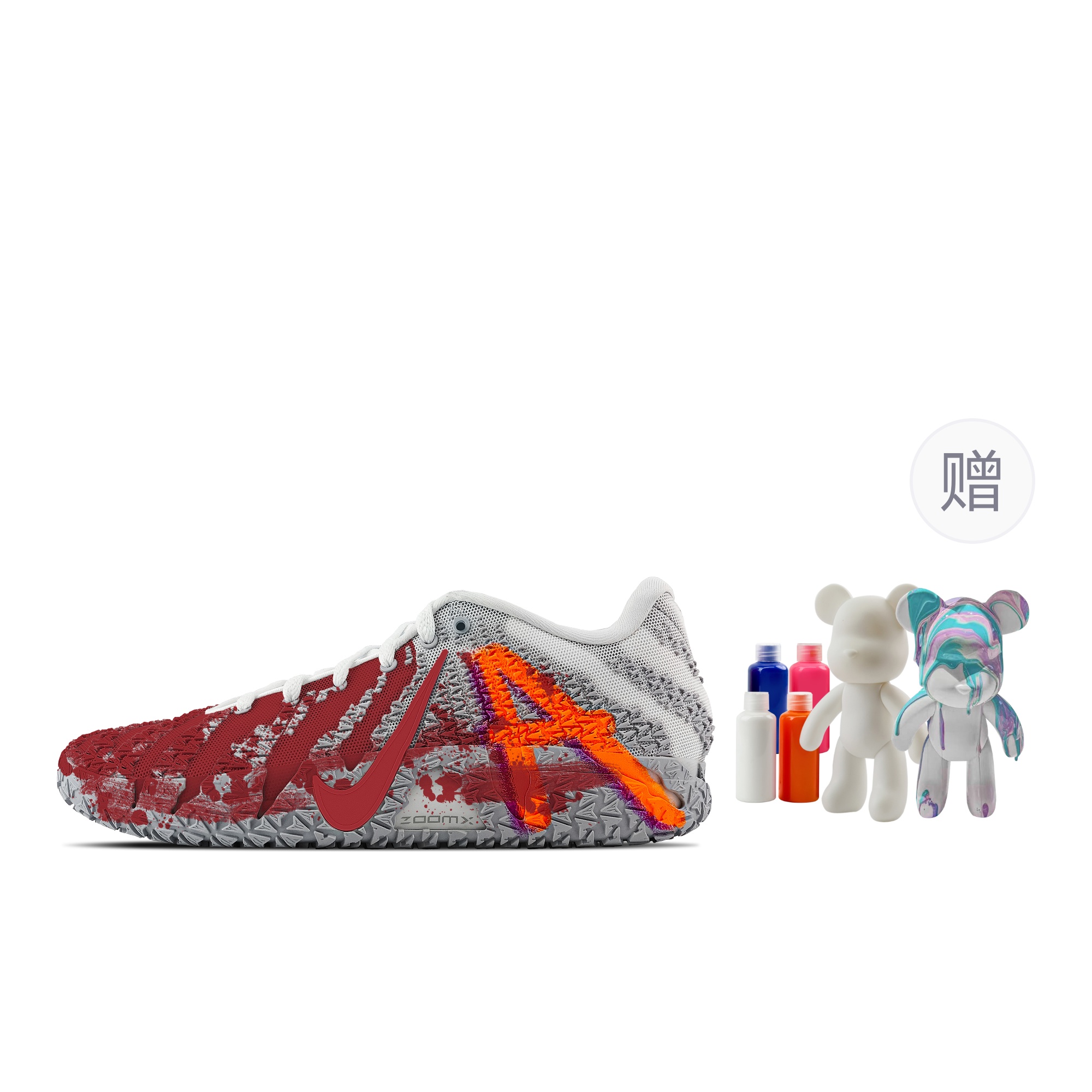 

Nike Баскетбольные кроссовки Ja Morant 3 Crime Scene, Fluid Bear, износостойкие, низкие, мужские, серо-красные