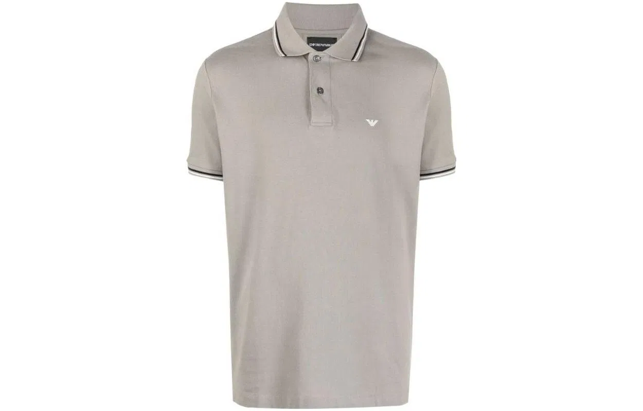 Поло с коротким рукавом с логотипом EMPORIO ARMANI, Gray