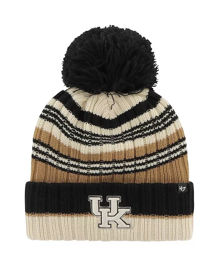 

Женская вязаная шапка цвета хаки Kentucky Wildcats Barista с манжетами и помпоном '47 Brand