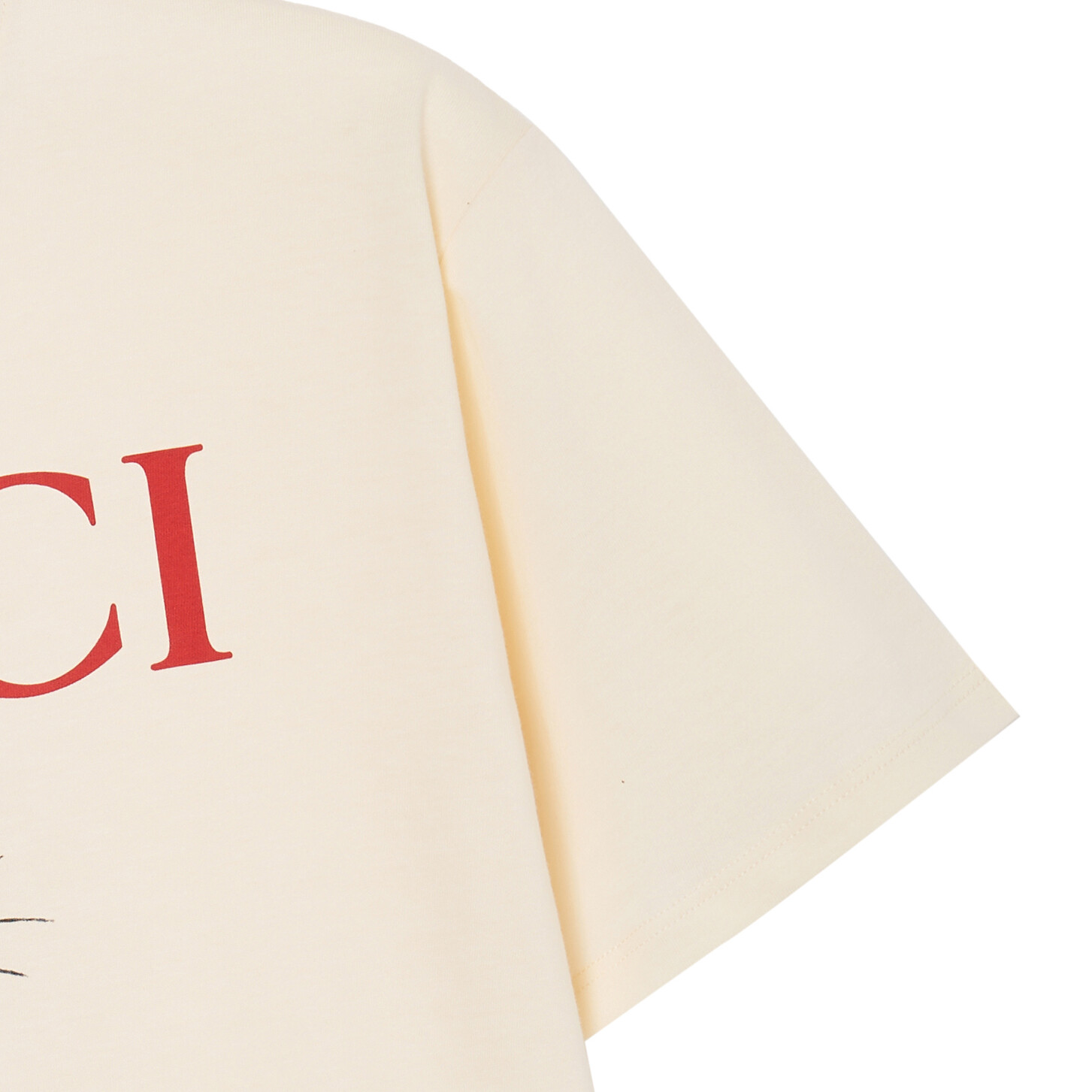 Футболка детская Gucci с рисунком, кремовый / черный / белый — фото 4