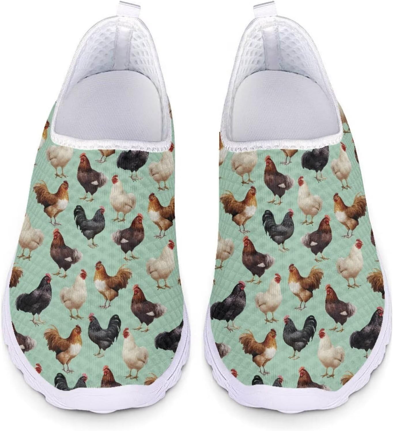 

Кроссовки из сетки для женщин и мужчин, прогулочная обувь, без шнурков, противоскользящие, размер США 5-12, спортивная одежда Xixirimido, Rooster Chicken