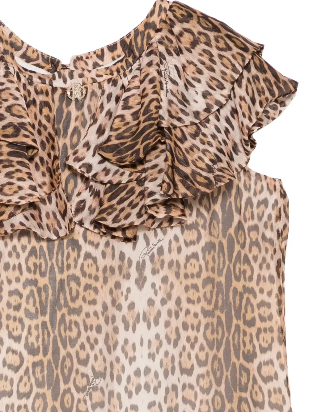 Платье с леопардовым принтом и оборками Roberto Cavalli Junior, коричневый — фото 3