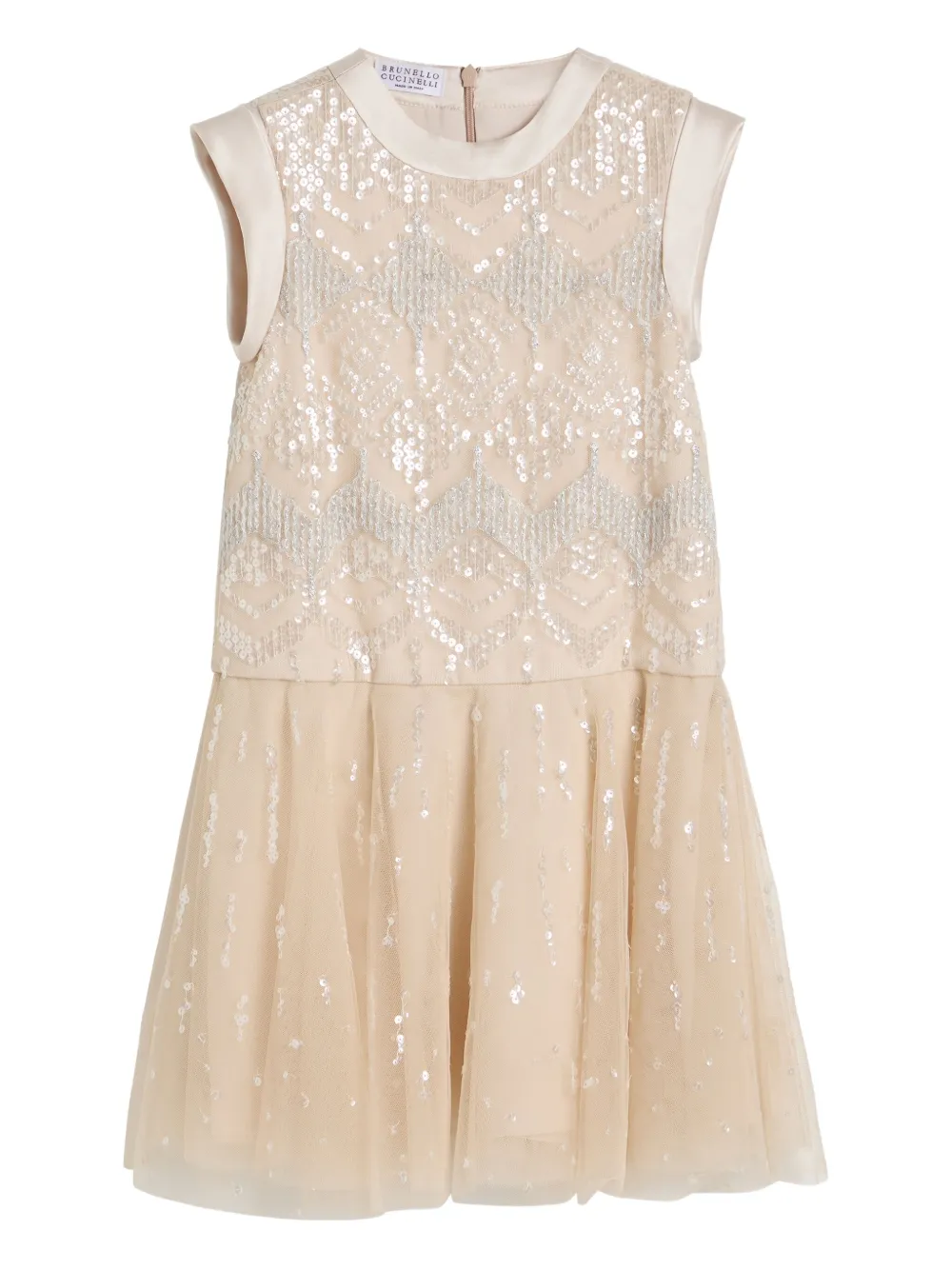 

Платье с пайетками Brunello Cucinelli Kids, нейтральный