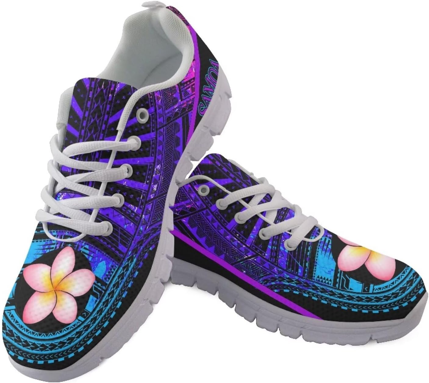 

Кроссовки для ходьбы и бега AmzPrint с гавайским полинезийским племенным принтом, для мужчин, фиолетовый