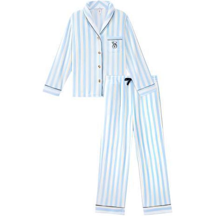 

Пижамный комплект Victoria's Secret в аква-полоску, голубой в полоску