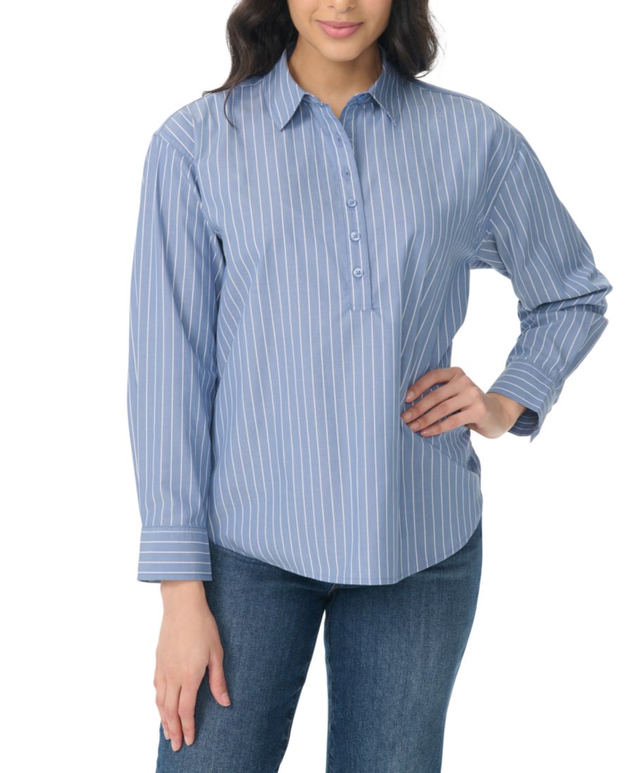 

Женская блузка с длинными рукавами Amanda Pop-Over Gloria Vanderbilt, Stripe Artisian Blue