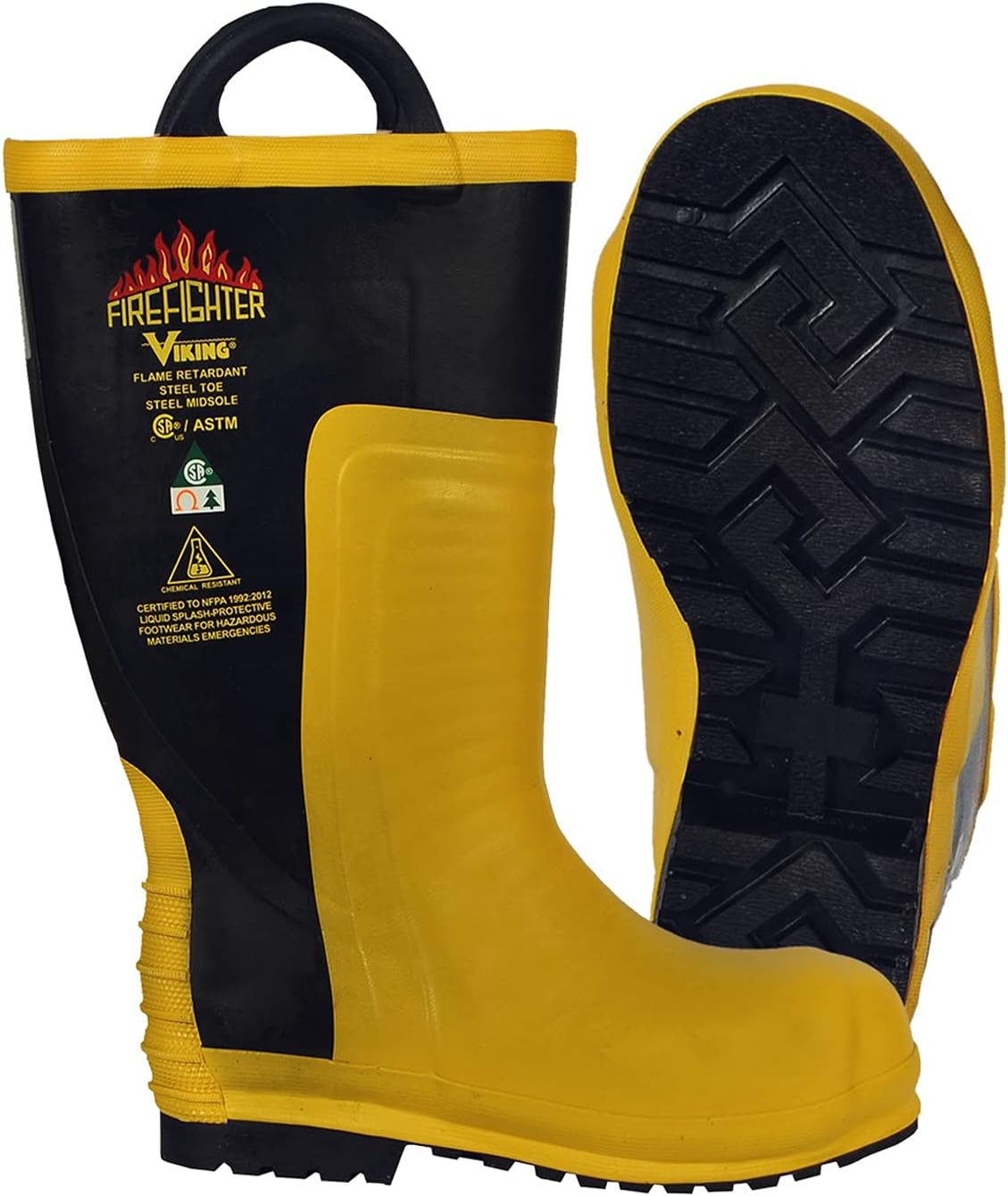 Мужские ботинки Viking Footwear для пожарных с защитой от бензопилы, желто-черные US — фото 2