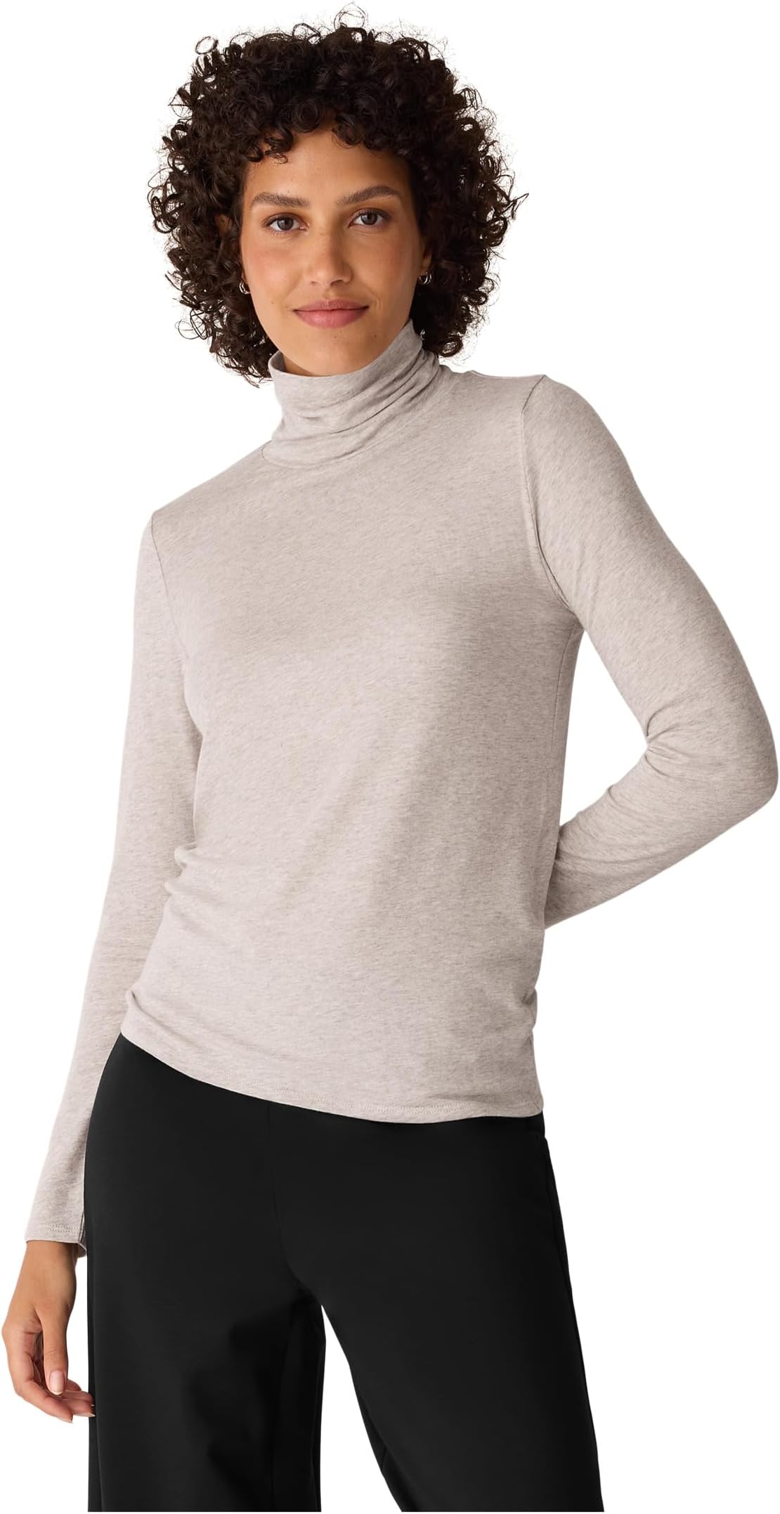 

Женский меланжевый прозрачный трикотажный топ с высоким воротом Eileen Fisher, Dove