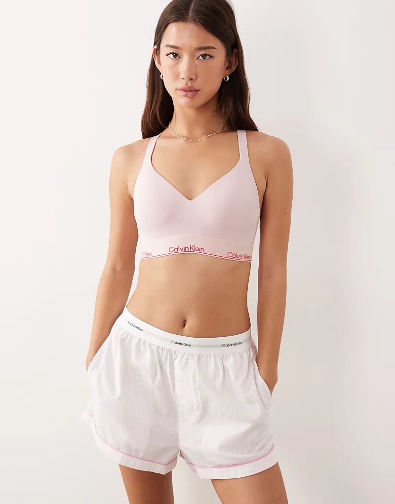 

Бюстгальтер-бралетт Calvin Klein Icon Cotton Modal Lift в бледно-розовом цвете